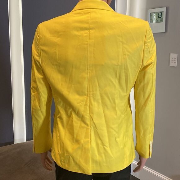 Men’s Mogu Yellow 2 Piece One Button Single Breasted Suit Size 34 Jacket NWT - Picture 4 of 11